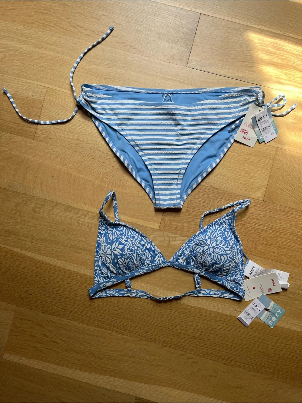 Roxy Light Blue Floral Triangle Bikini Set